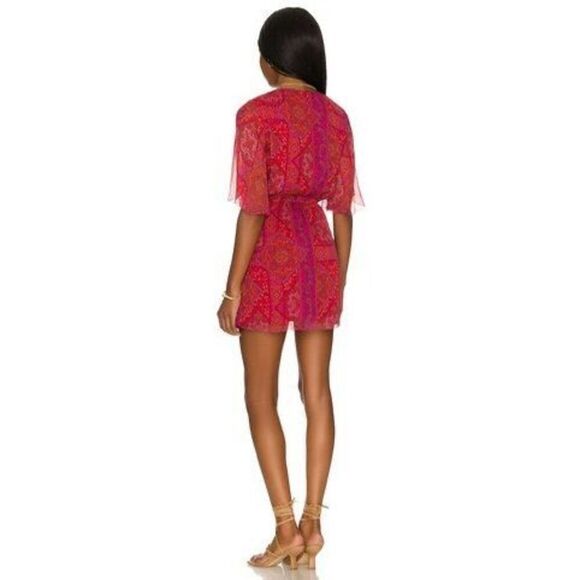 Revolve x House of Harlow Gashi Mini Dress | Red Pink Multi | NWT | Medium - Picture 4 of 17